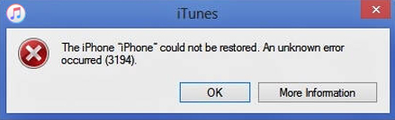 itunes error 3194